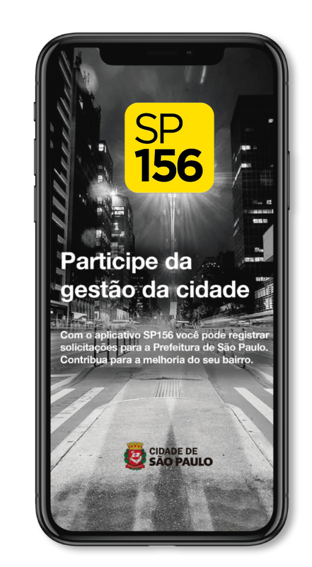 Imagem ilustrativa do aplicativo SP156 - Mostra a interface do aplicativo onde aparece a foto de perfil do usuário e abaixo os serviços disponíveis