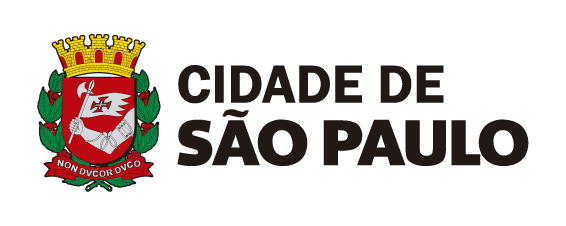 Brasão da cidade de São Paulo a esquerda e com os dizeres Cidade de São Paulo a direita